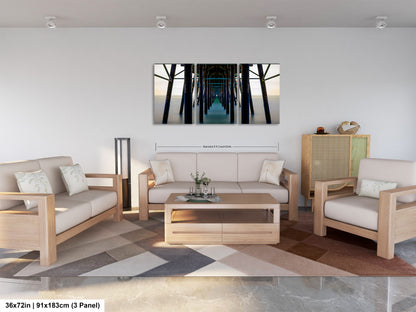 a living room filled with furniture and a painting on the wall
