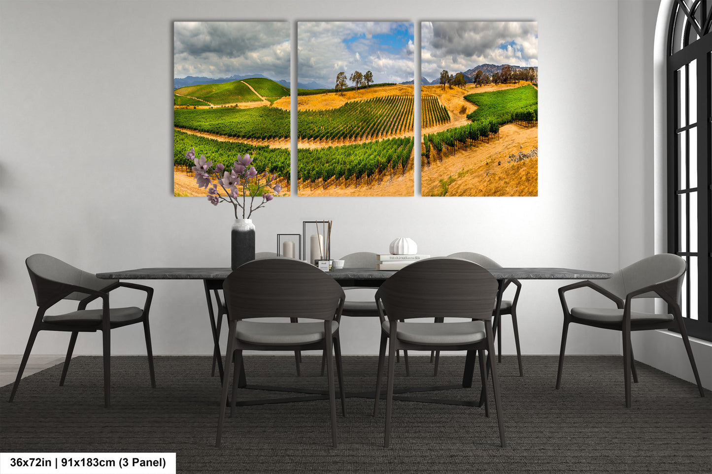 a dining room with a table and chairs