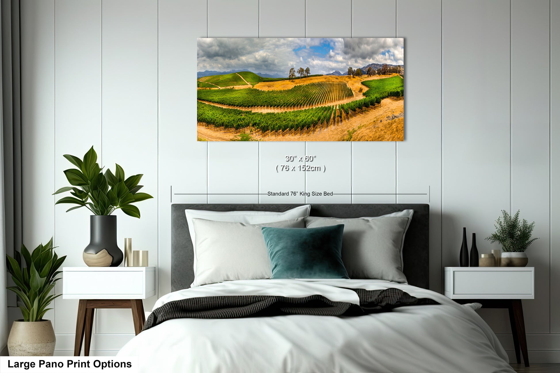 a bedroom scene with focus on the bed