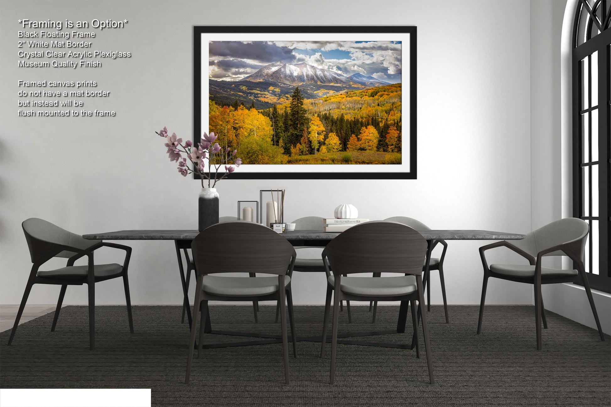a dining room with a table and chairs
