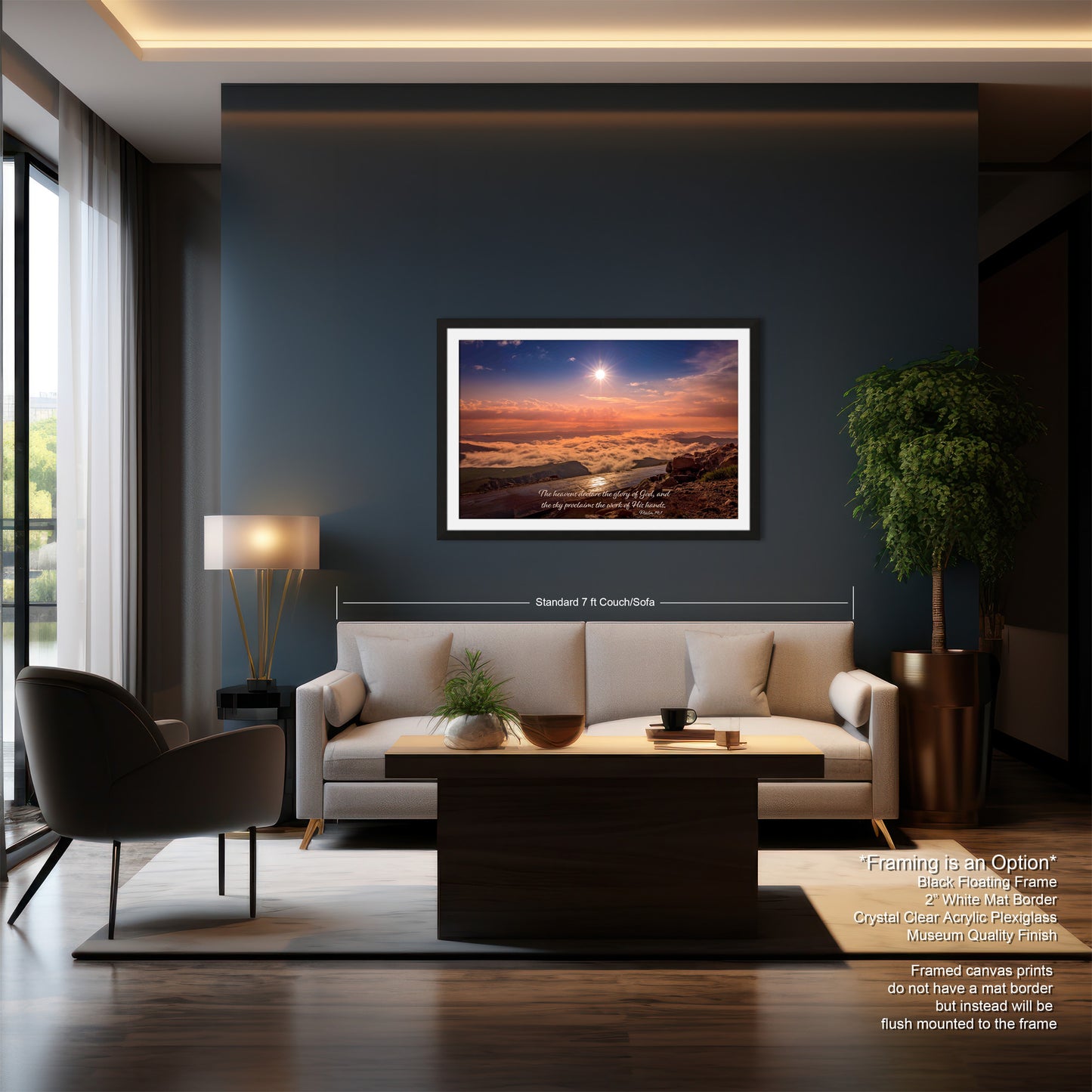 a living room filled with furniture and a painting on the wall