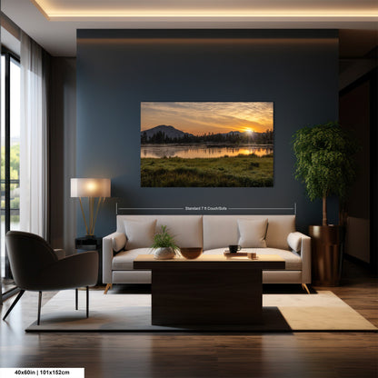 a living room filled with furniture and a painting on the wall