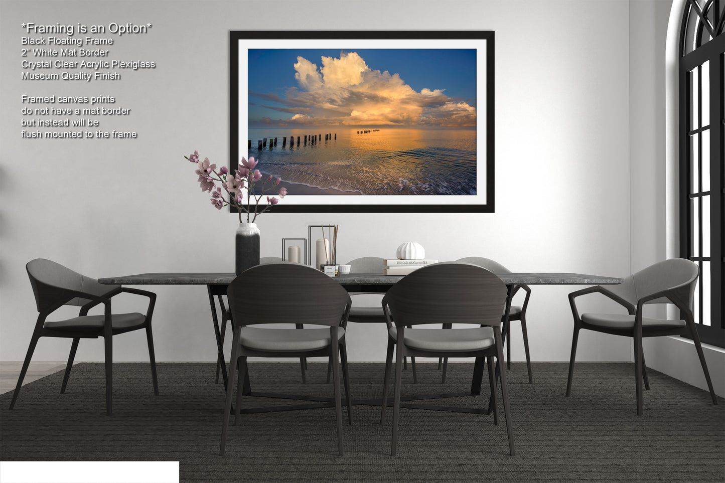 a picture of a dining room with a table and chairs