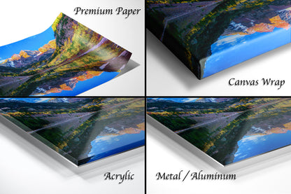 a series of four images of a mountain range