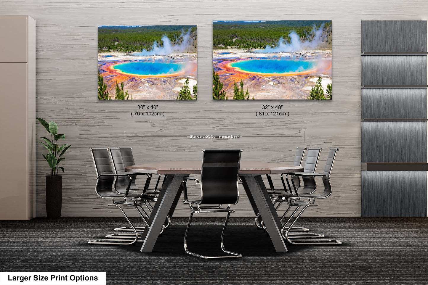 two pictures of a table and chairs in a room
