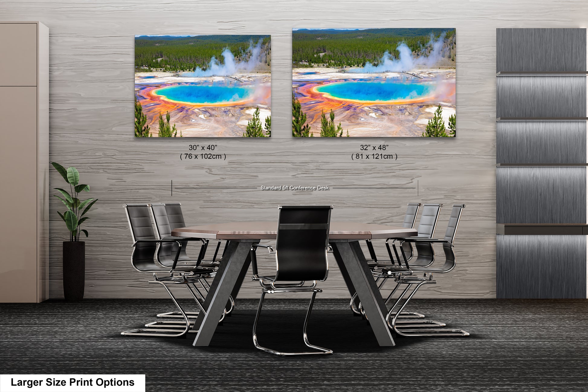 two pictures of a table and chairs in a room