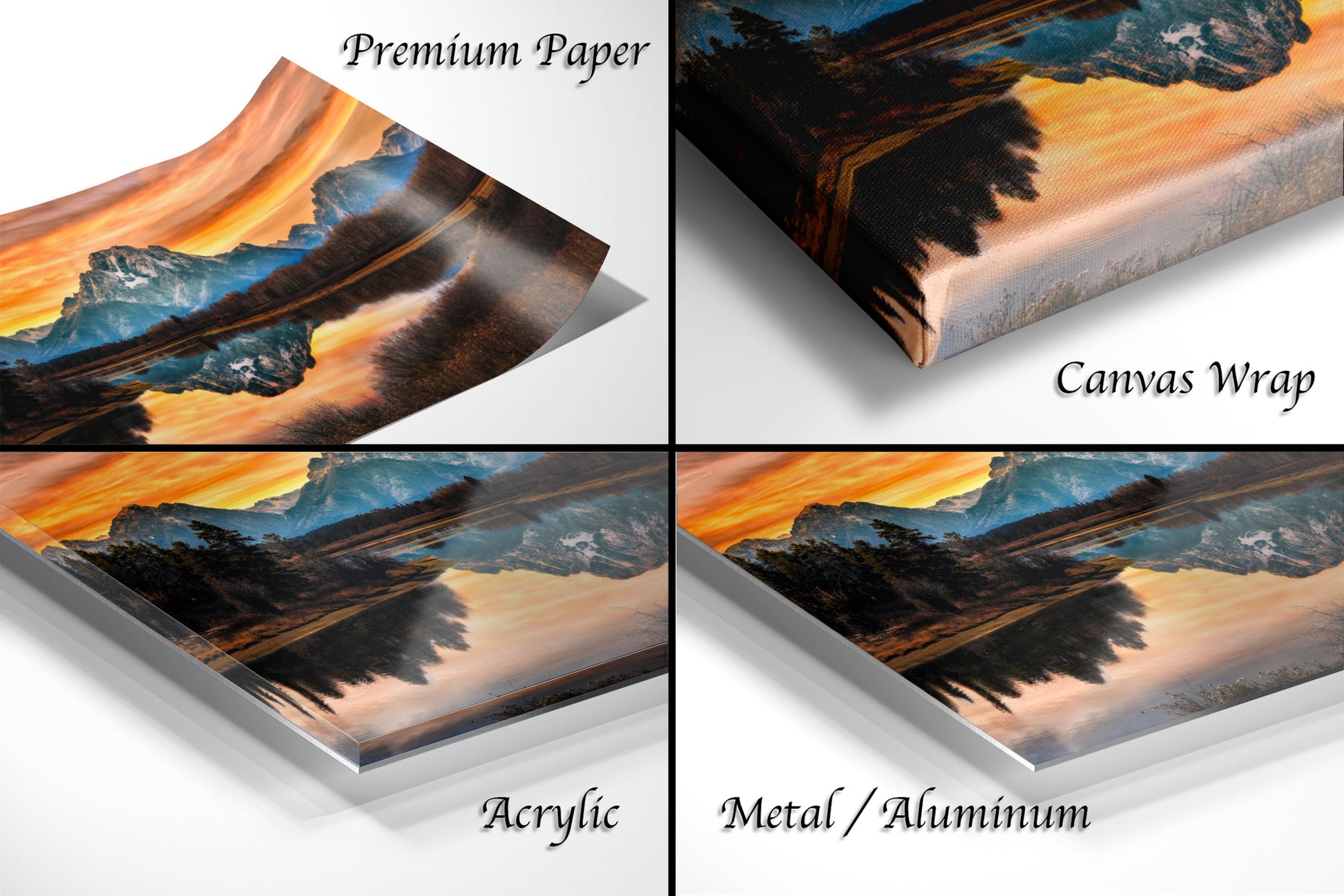 a series of four images of a painting