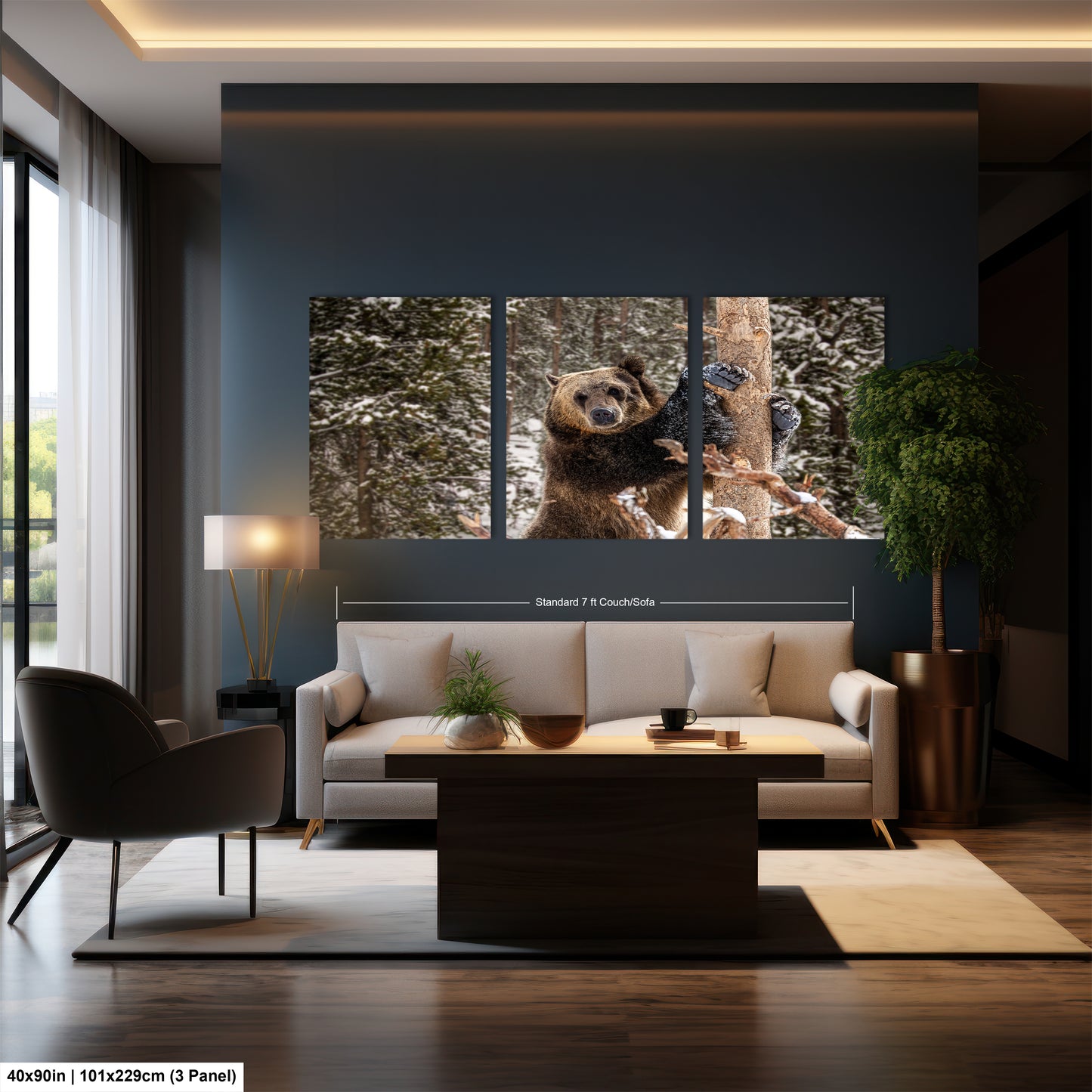 a living room filled with furniture and a painting on the wall