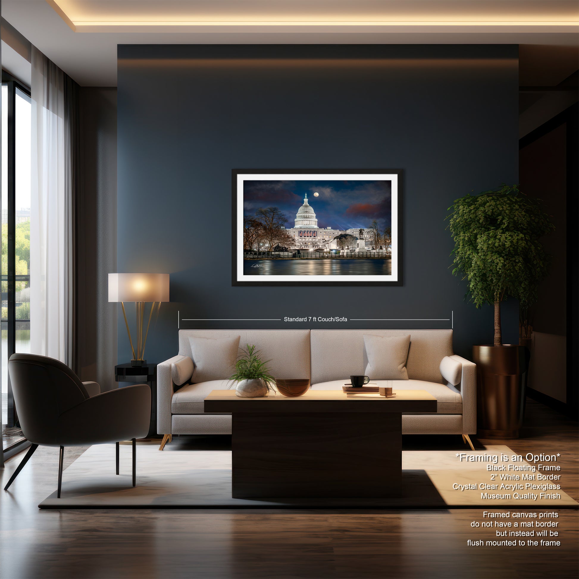 a living room filled with furniture and a painting on the wall