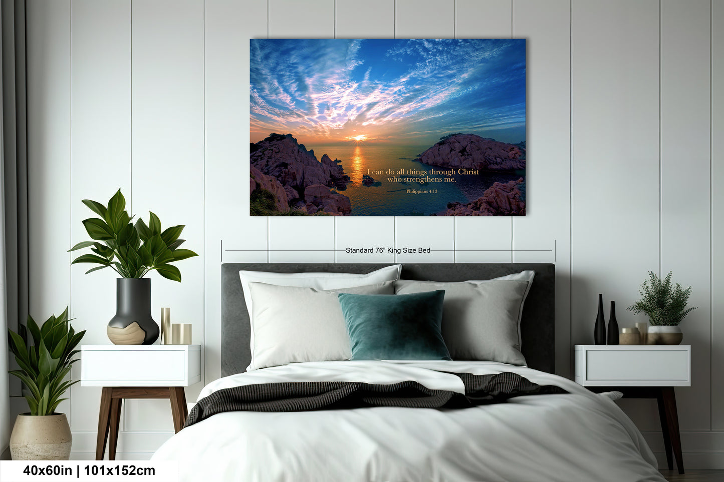 a bedroom scene with focus on the bed
