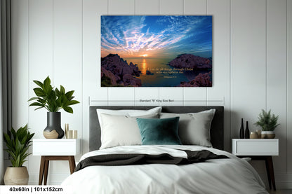 a bedroom scene with focus on the bed