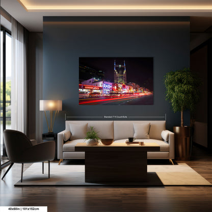 a living room with a couch a chair and a painting on the wall