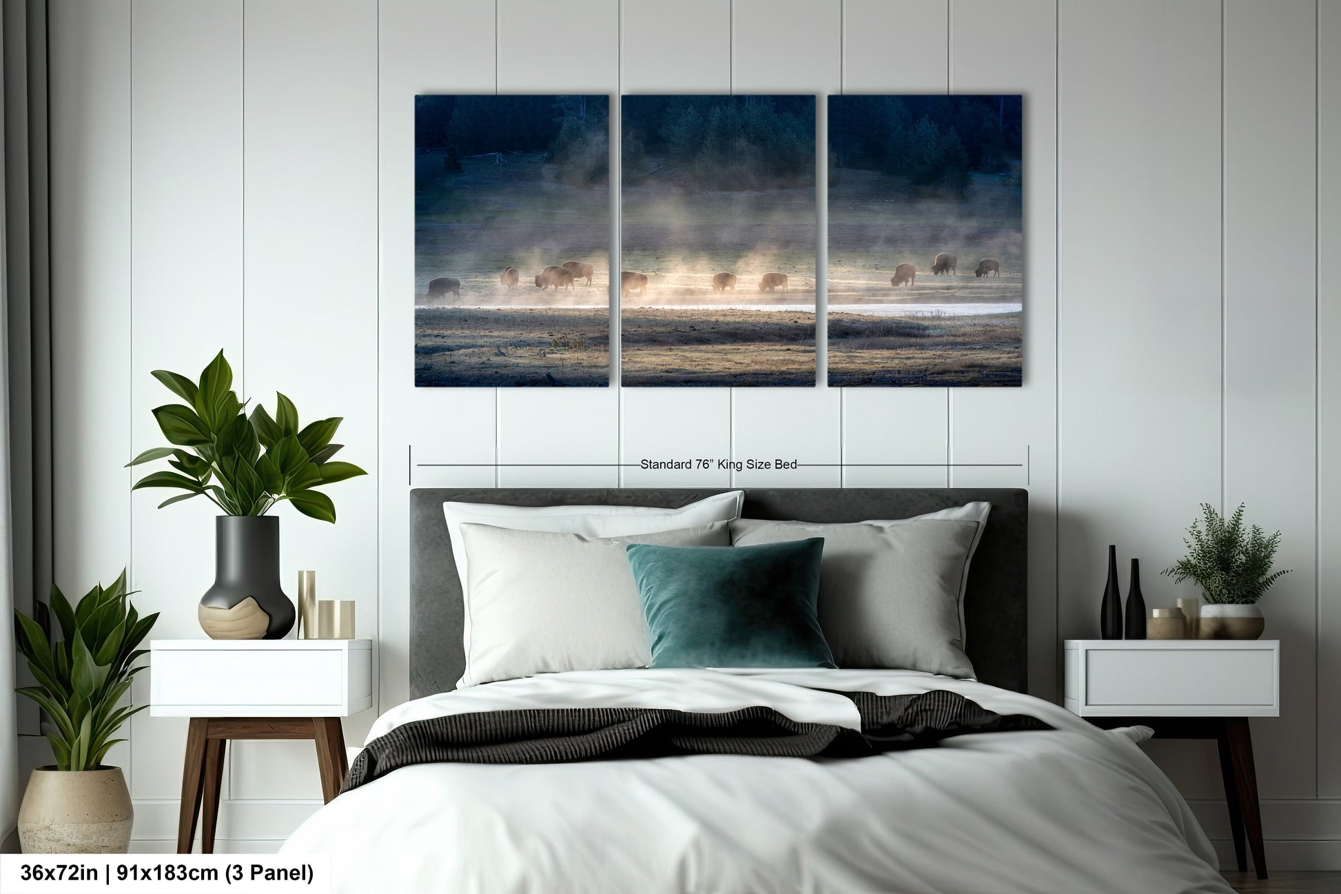 a bedroom scene with focus on the bed