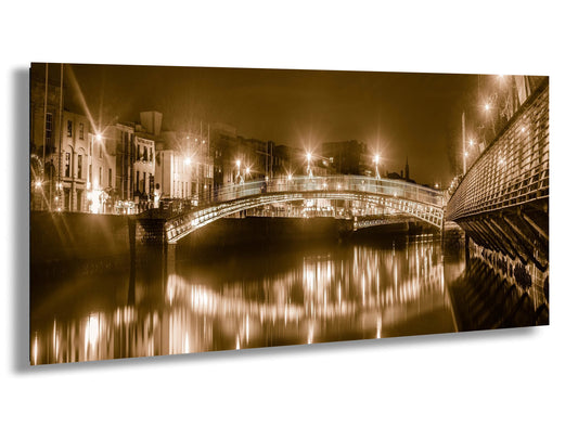 a black and white photo of a bridge over a river