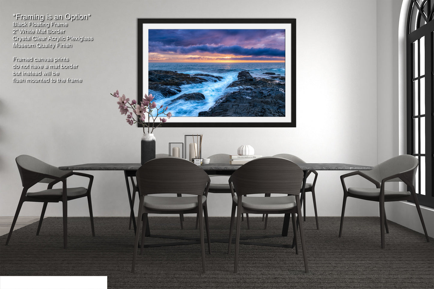 a picture of a dining room with a table and chairs