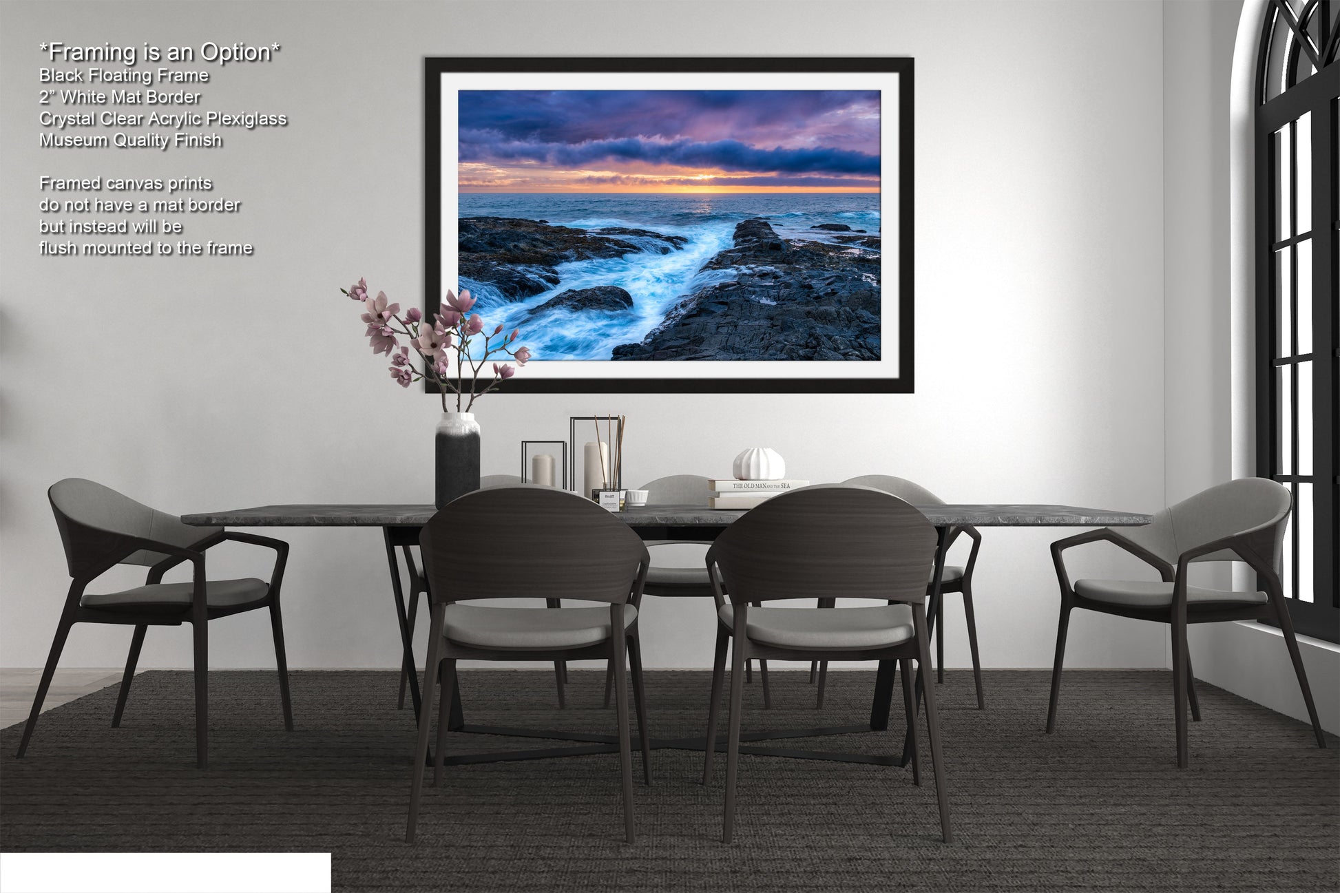 a picture of a dining room with a table and chairs