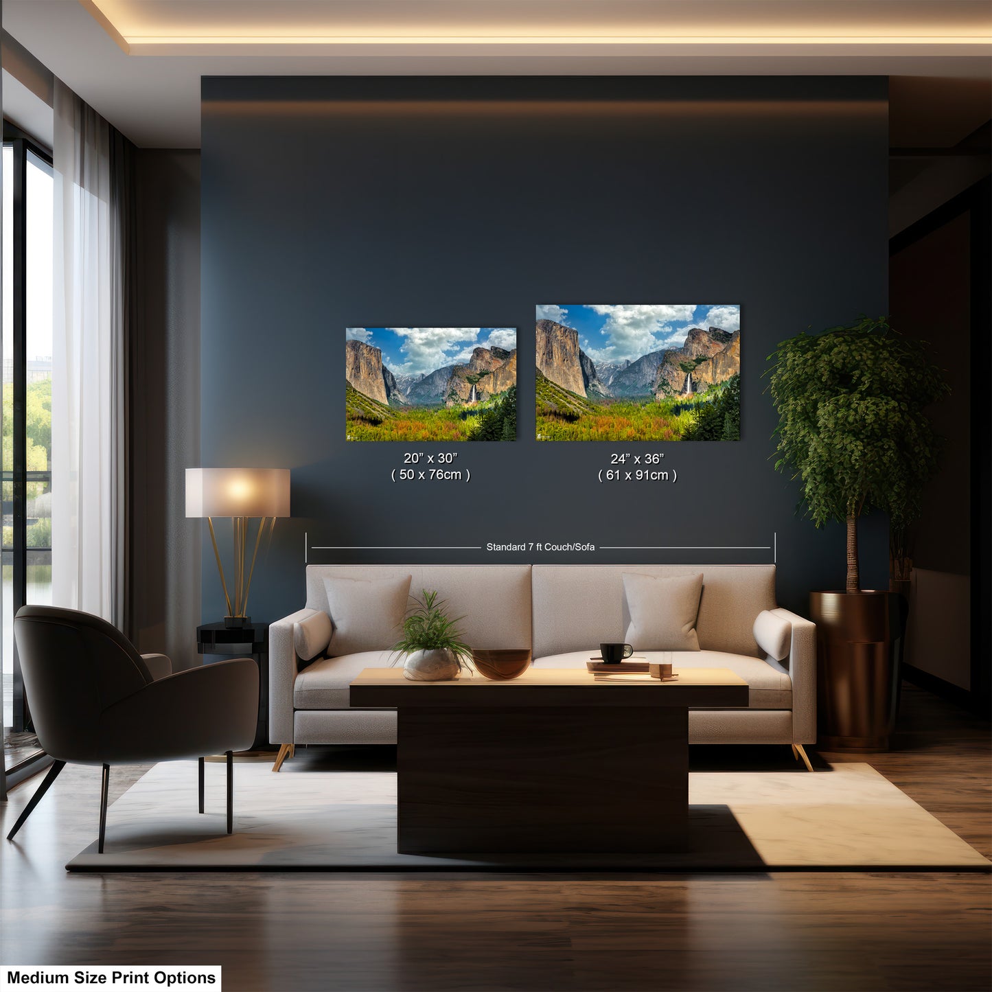 a living room filled with furniture and a painting on the wall