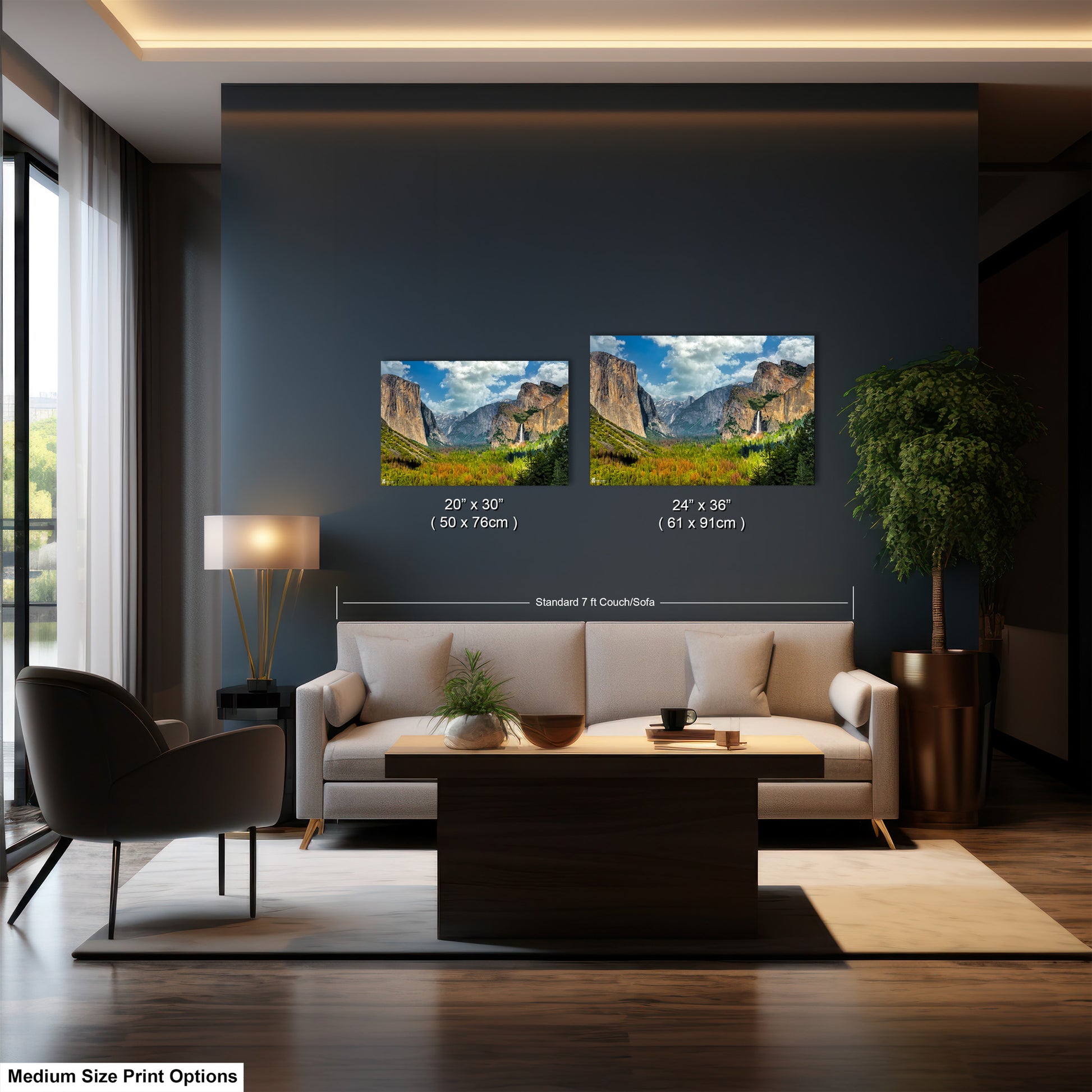 a living room filled with furniture and a painting on the wall