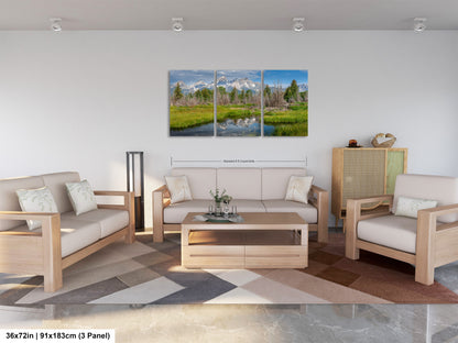 a living room filled with furniture and a painting on the wall