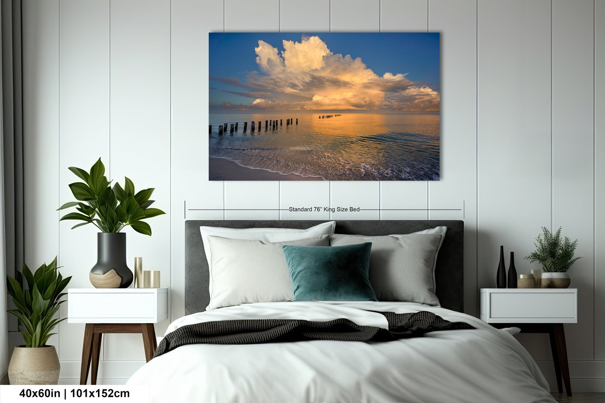 a bedroom scene with focus on the bed