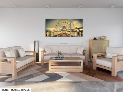 a living room filled with furniture and a ferris wheel