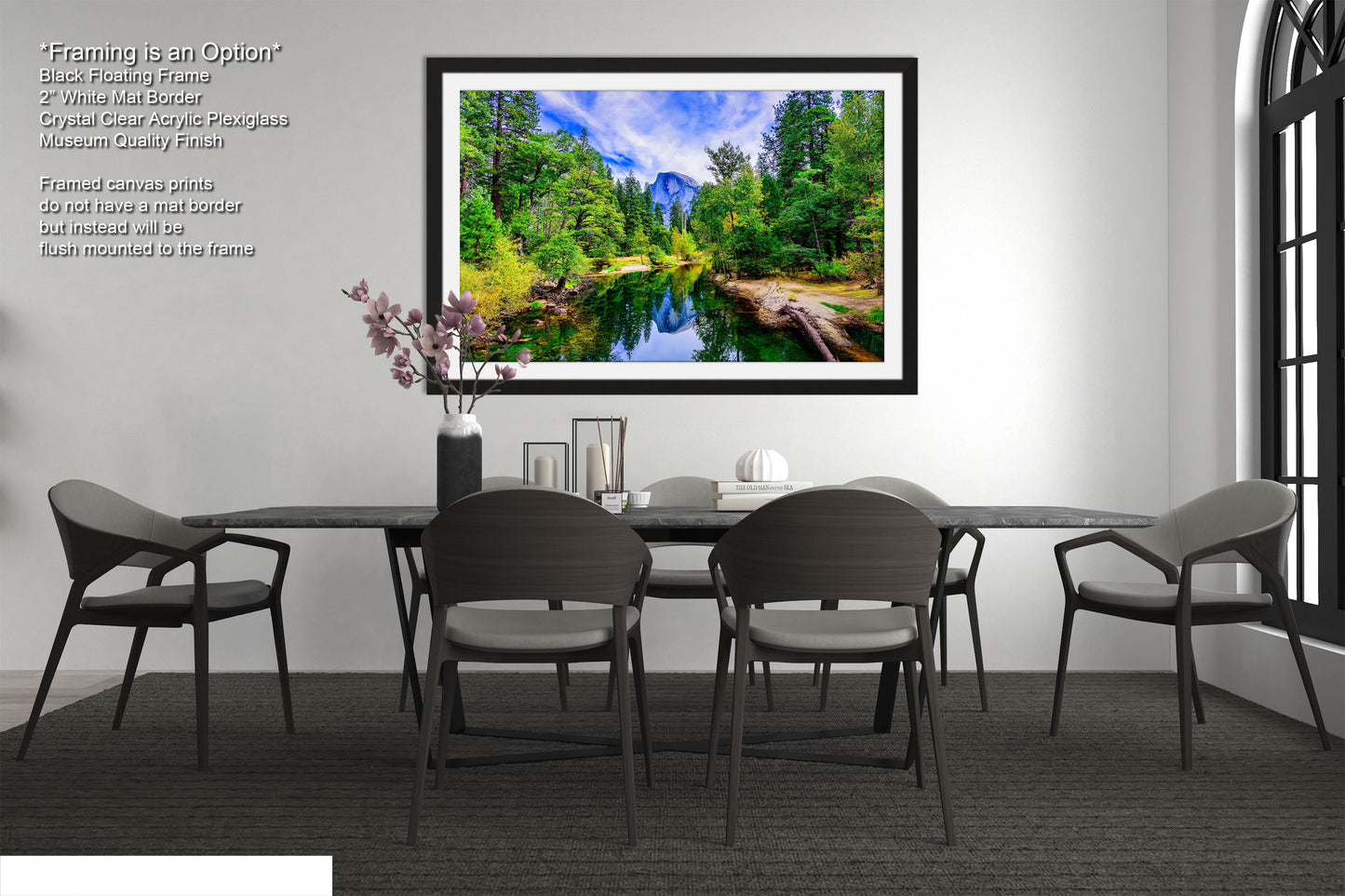 a picture of a dining room with a table and chairs
