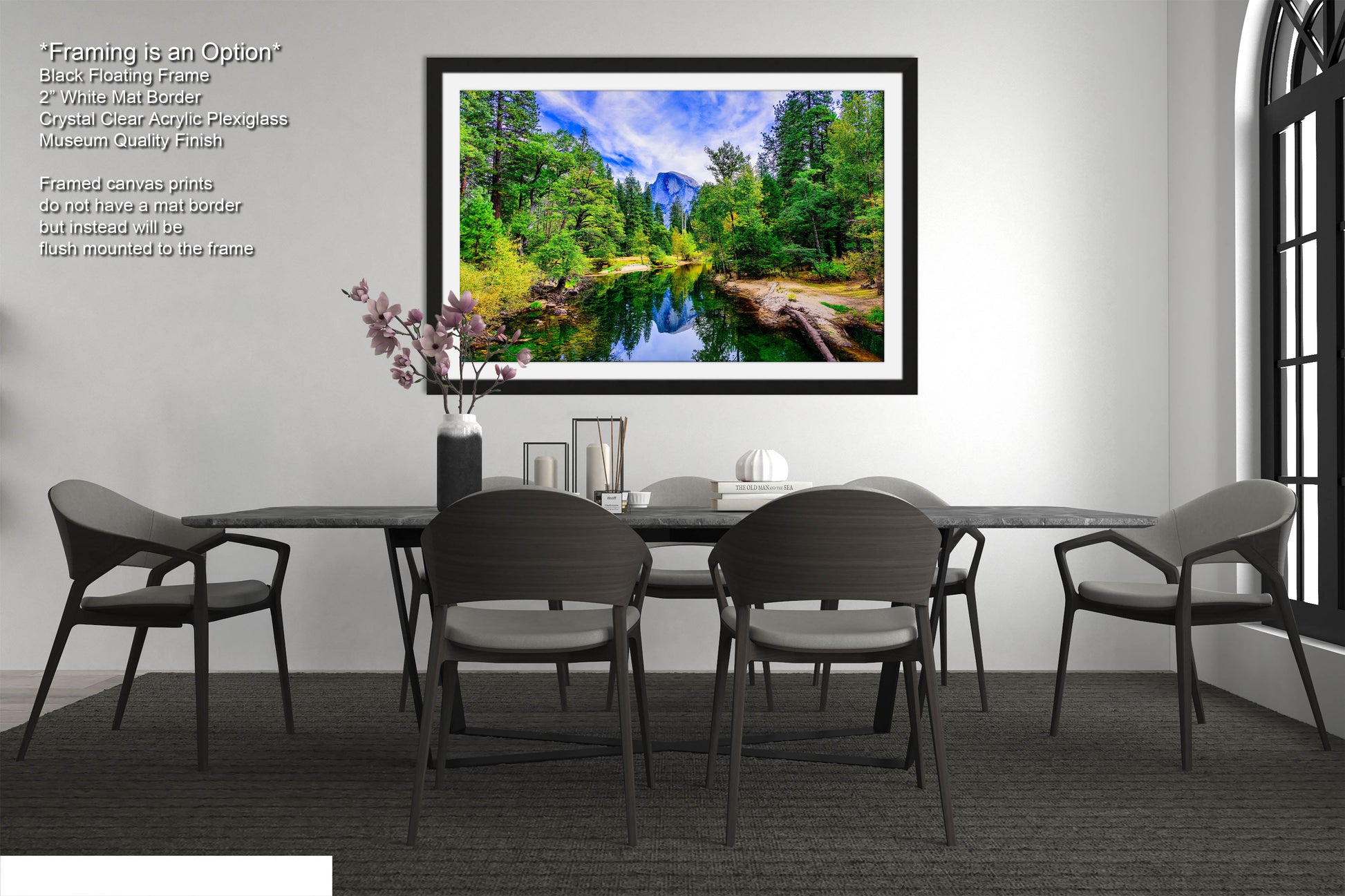 a picture of a dining room with a table and chairs