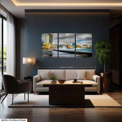 a living room with a couch and a table