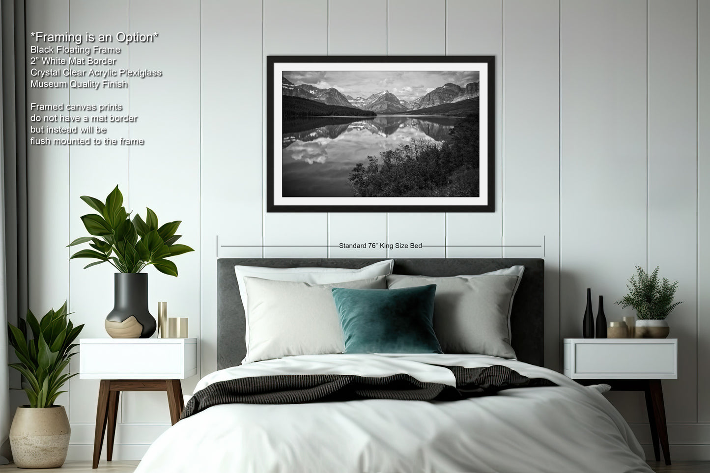 a black and white photo of a bed in a bedroom