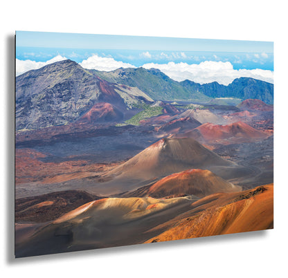 a breathtaking view of a mountainous landscape, with a variety of terrains including mountains, valleys, and rocky outcroppings. The colors in the image are vibrant and varied, showcasing the natural beauty of the scene.