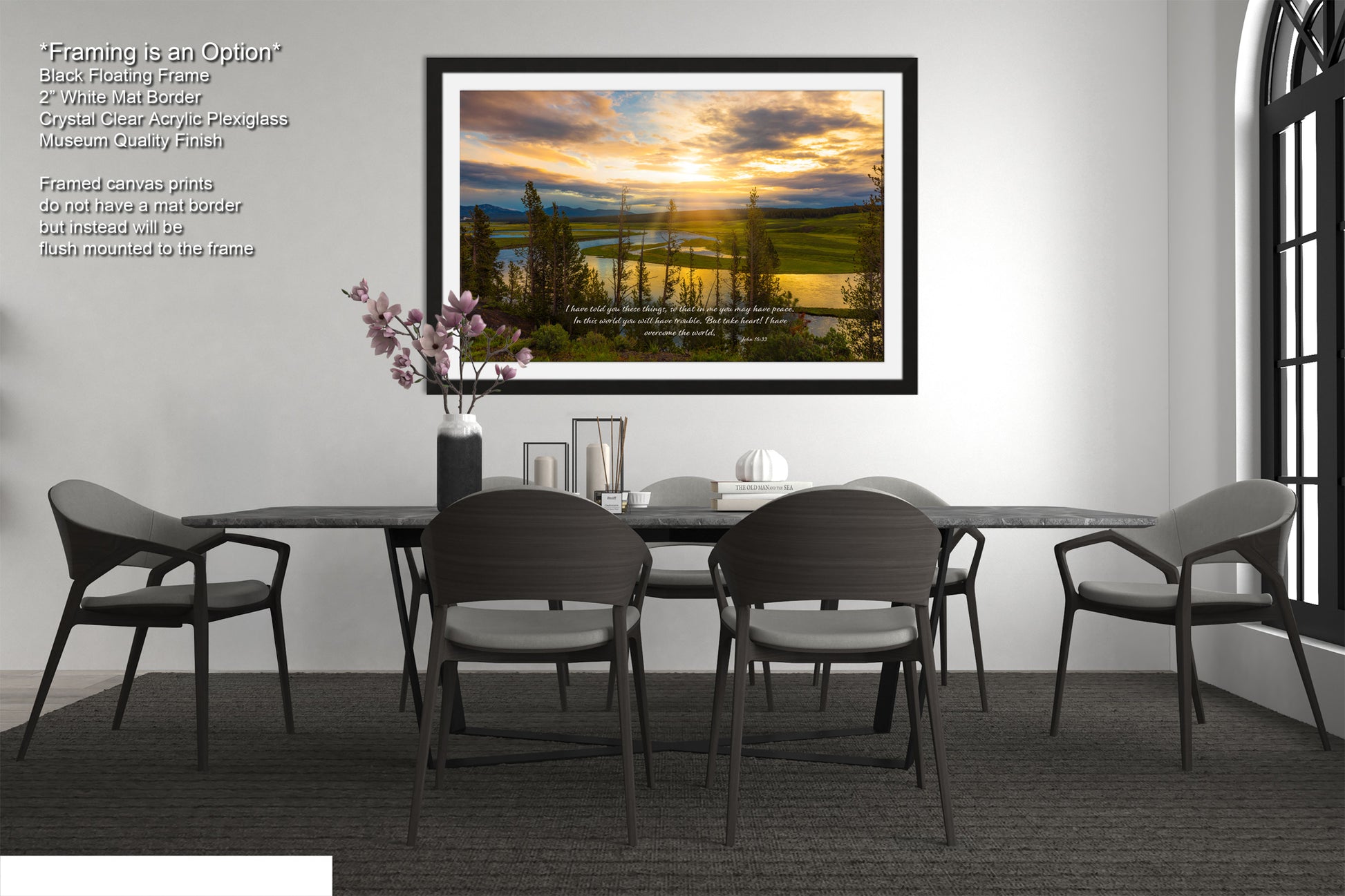 a picture of a dining room with a table and chairs