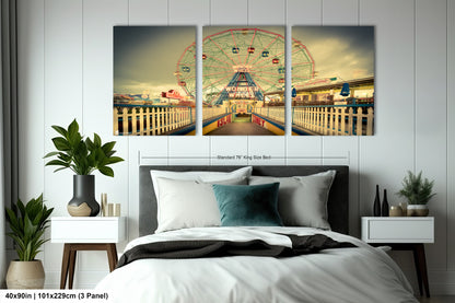 a bedroom scene with focus on the ferris wheel