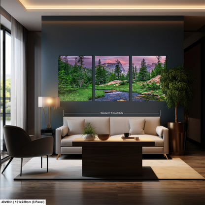 a living room filled with furniture and a painting on the wall