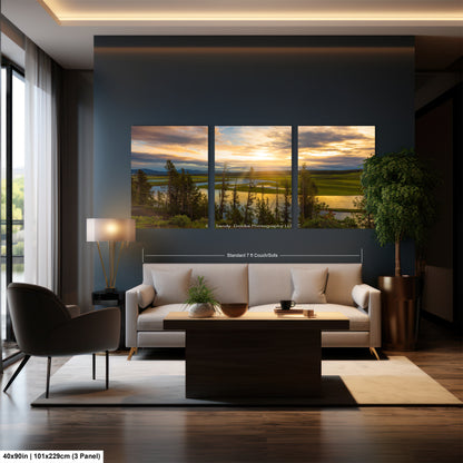 a living room filled with furniture and a painting on the wall