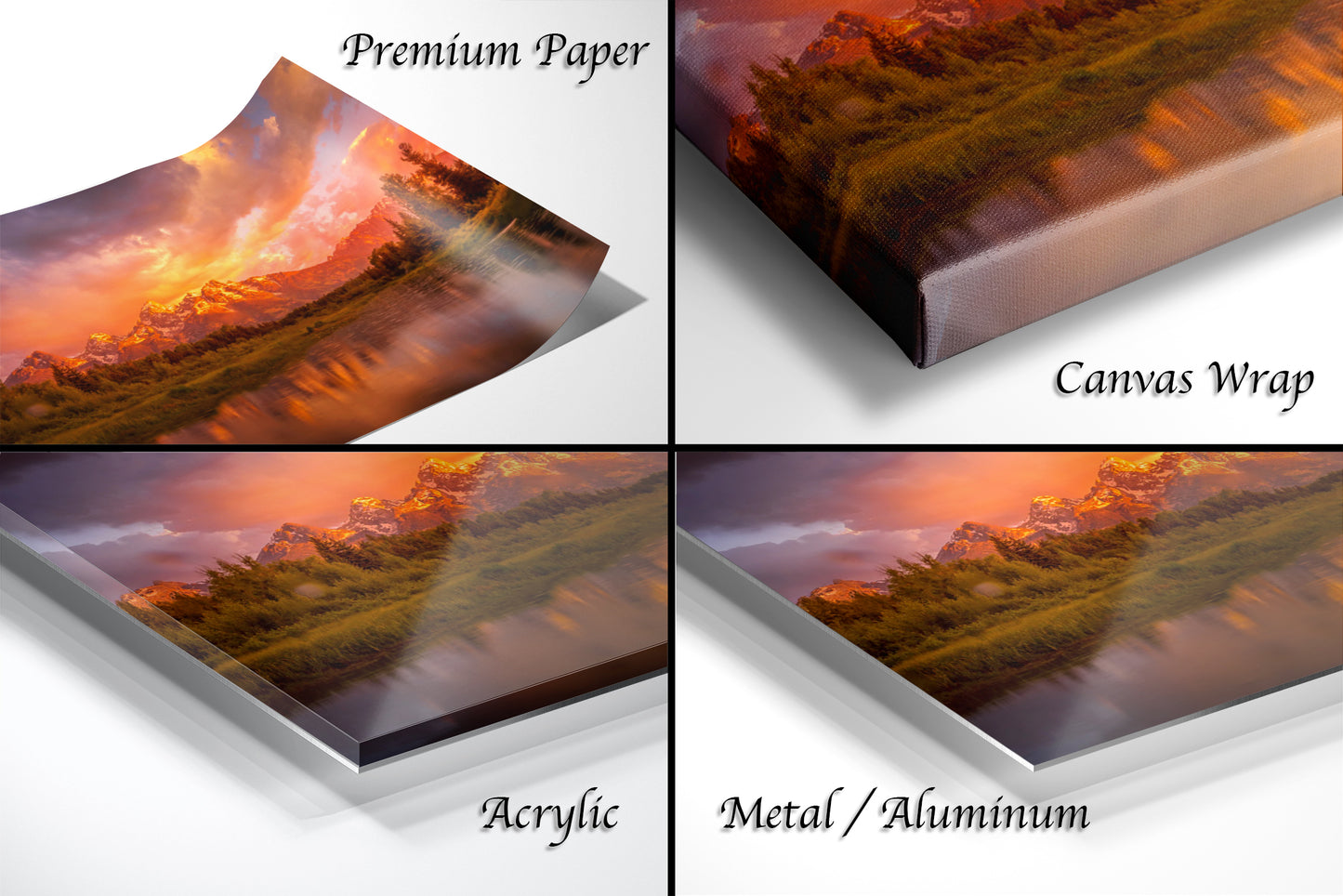 a series of four images of a landscape