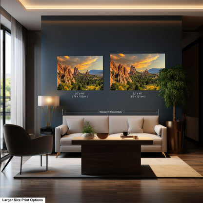 a living room filled with furniture and a painting on the wall