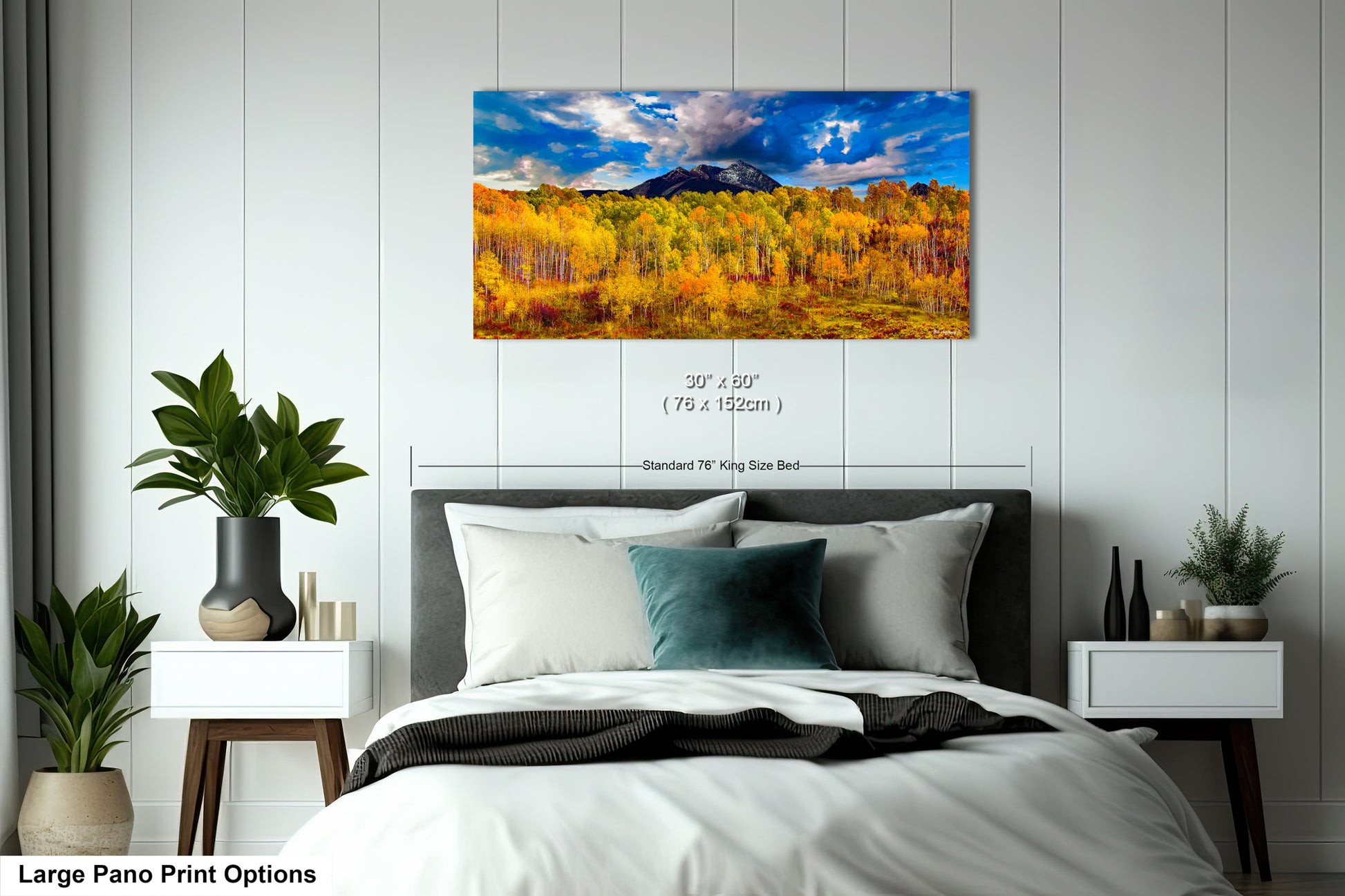 a bedroom scene with focus on the bed