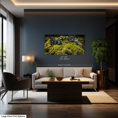 a living room filled with furniture and a painting on the wall