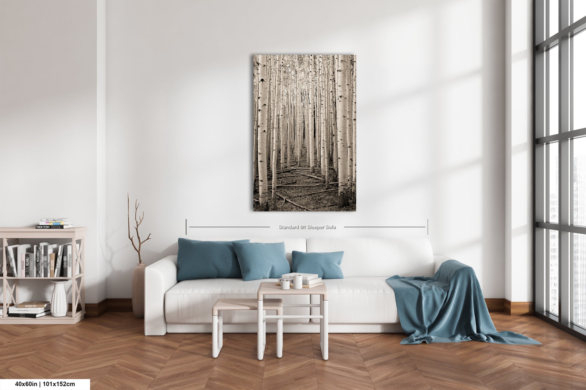 a living room filled with furniture and a painting on the wall