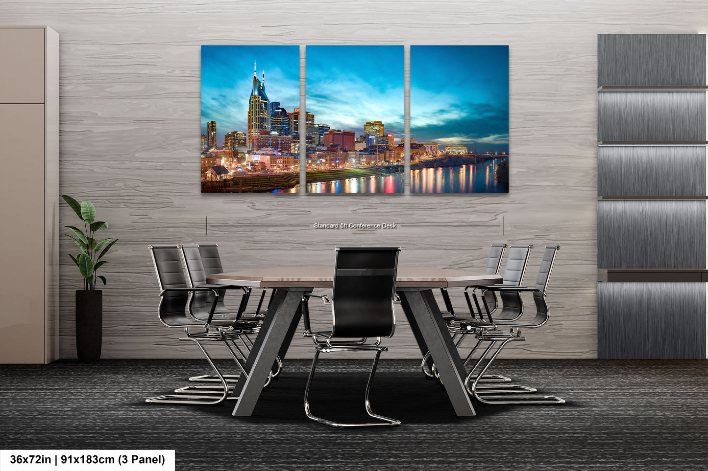 a dining room table with chairs and a painting on the wall