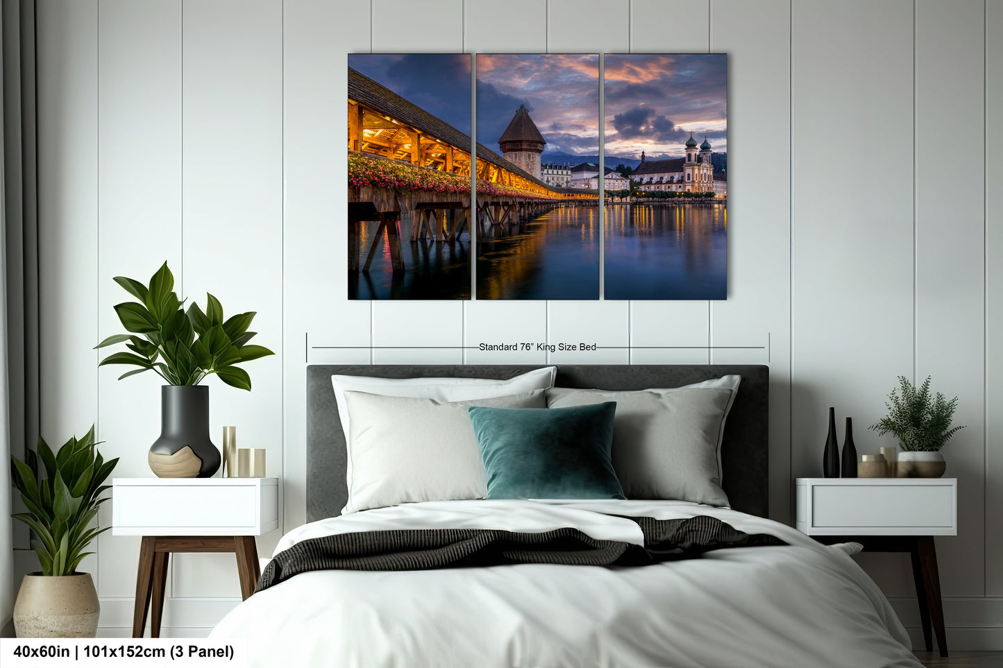 a bedroom scene with focus on the bed