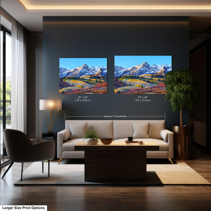 a living room filled with furniture and a painting on the wall