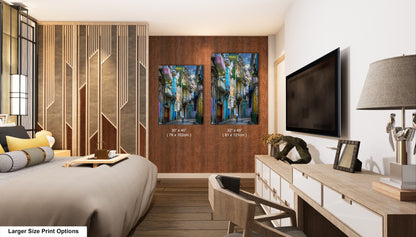 a bed room with a neatly made bed and a flat screen tv