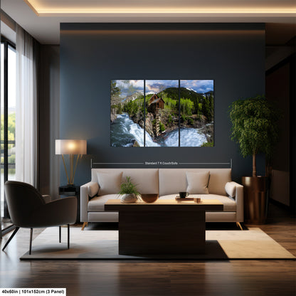 a living room filled with furniture and a painting on the wall