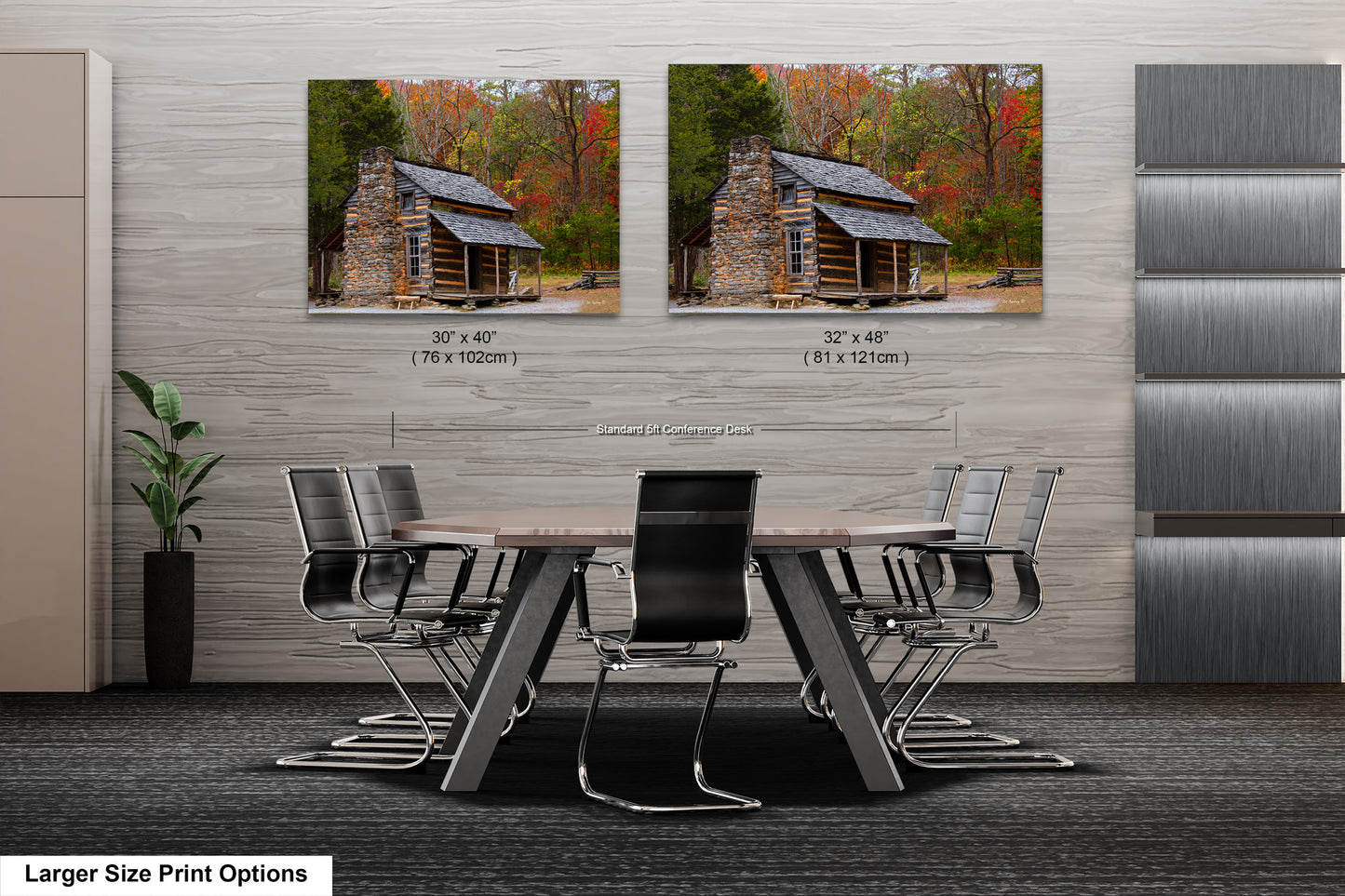 two pictures of a table and chairs in a room