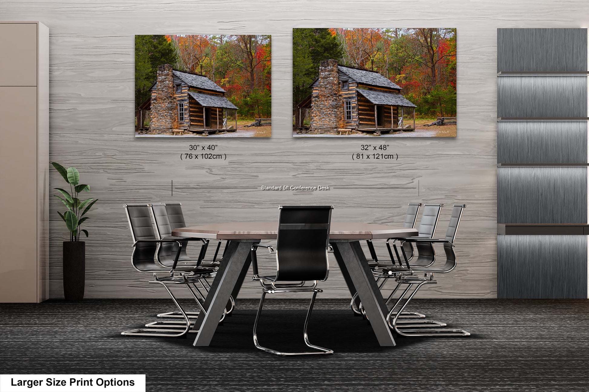 two pictures of a table and chairs in a room