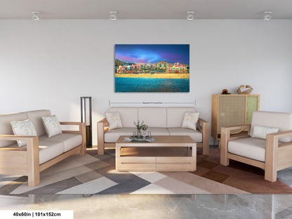 a living room filled with furniture and a painting on the wall