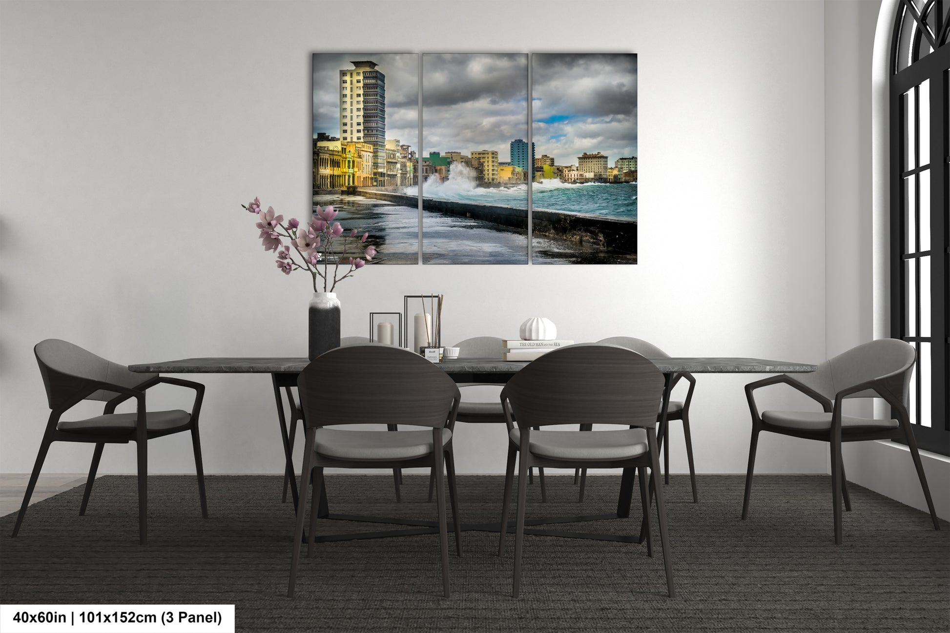 a dining room with a table and chairs