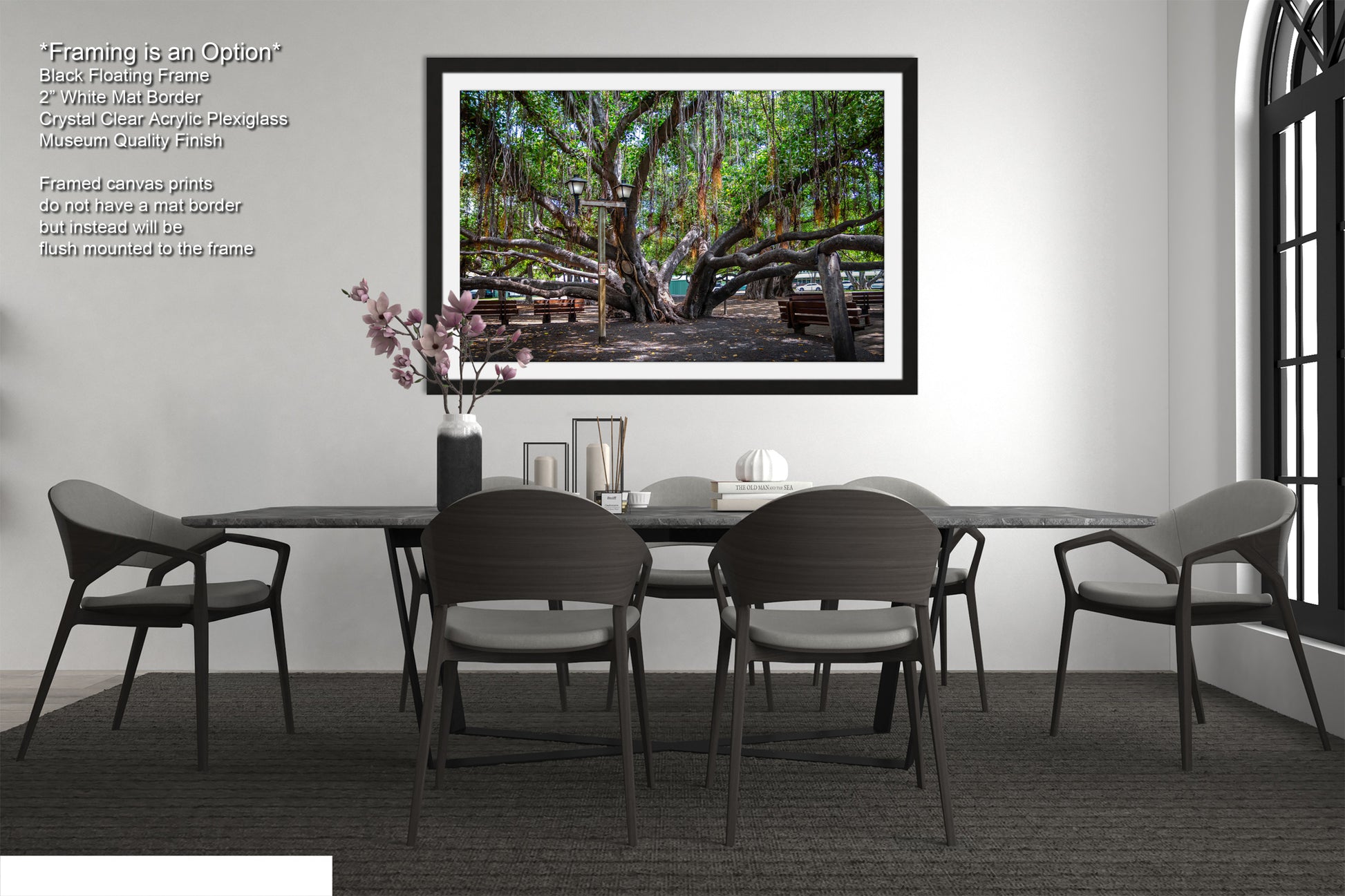 a picture of a dining room with a table and chairs