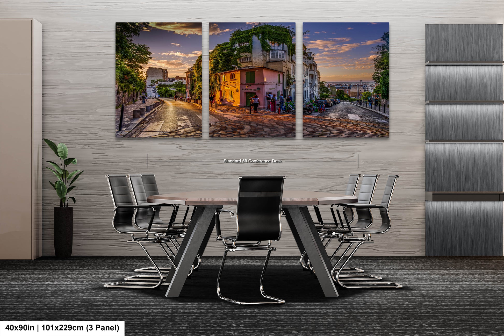 a dining room with a table and chairs